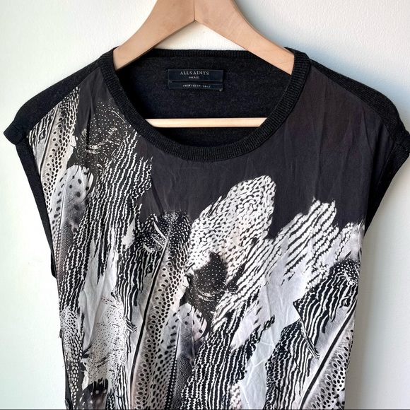 Allsaints Printed Wool and Silk Blend Dress - Picture 2 of 5